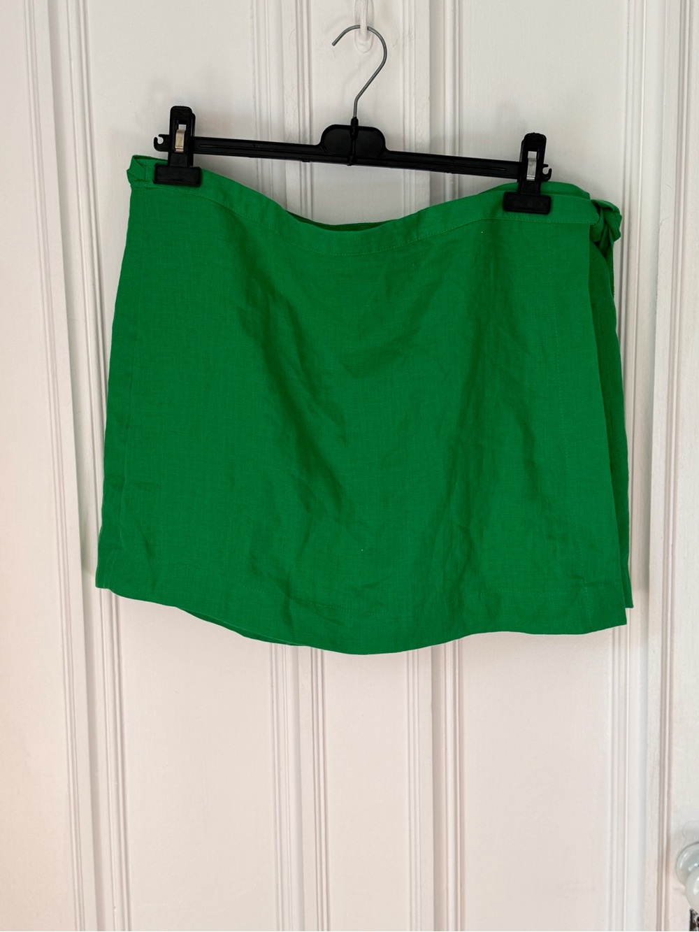 Women’s NWT J Crew Linen Green Wraparound Tie Waist Mini Skirt Lined Size 14